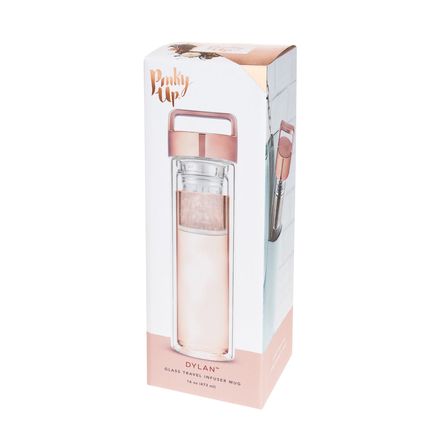 Dylan Rose Gold Glass Travel Infuser Mug - Wisdom of the Womb