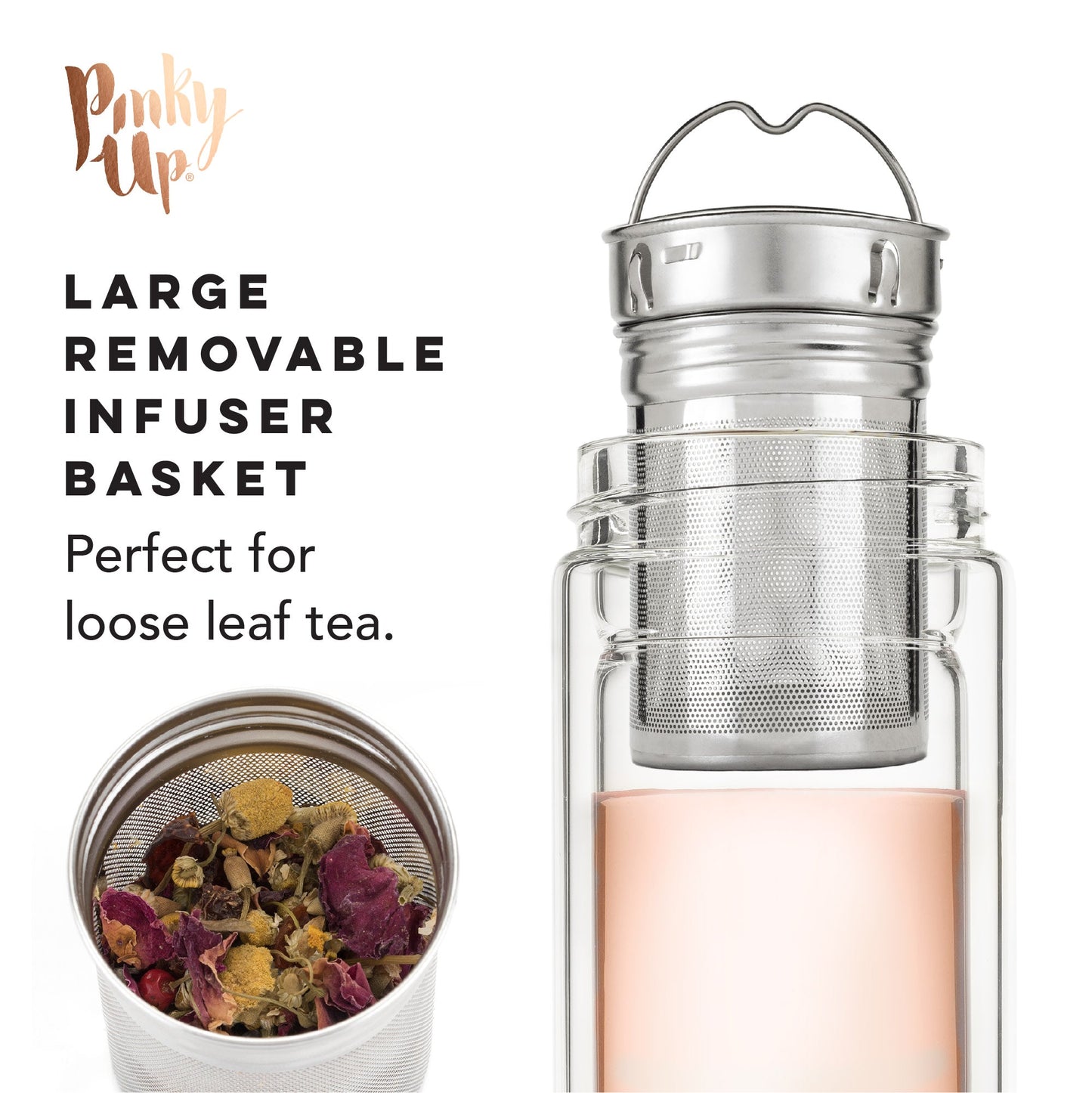 Dylan Rose Gold Glass Travel Infuser Mug - Wisdom of the Womb