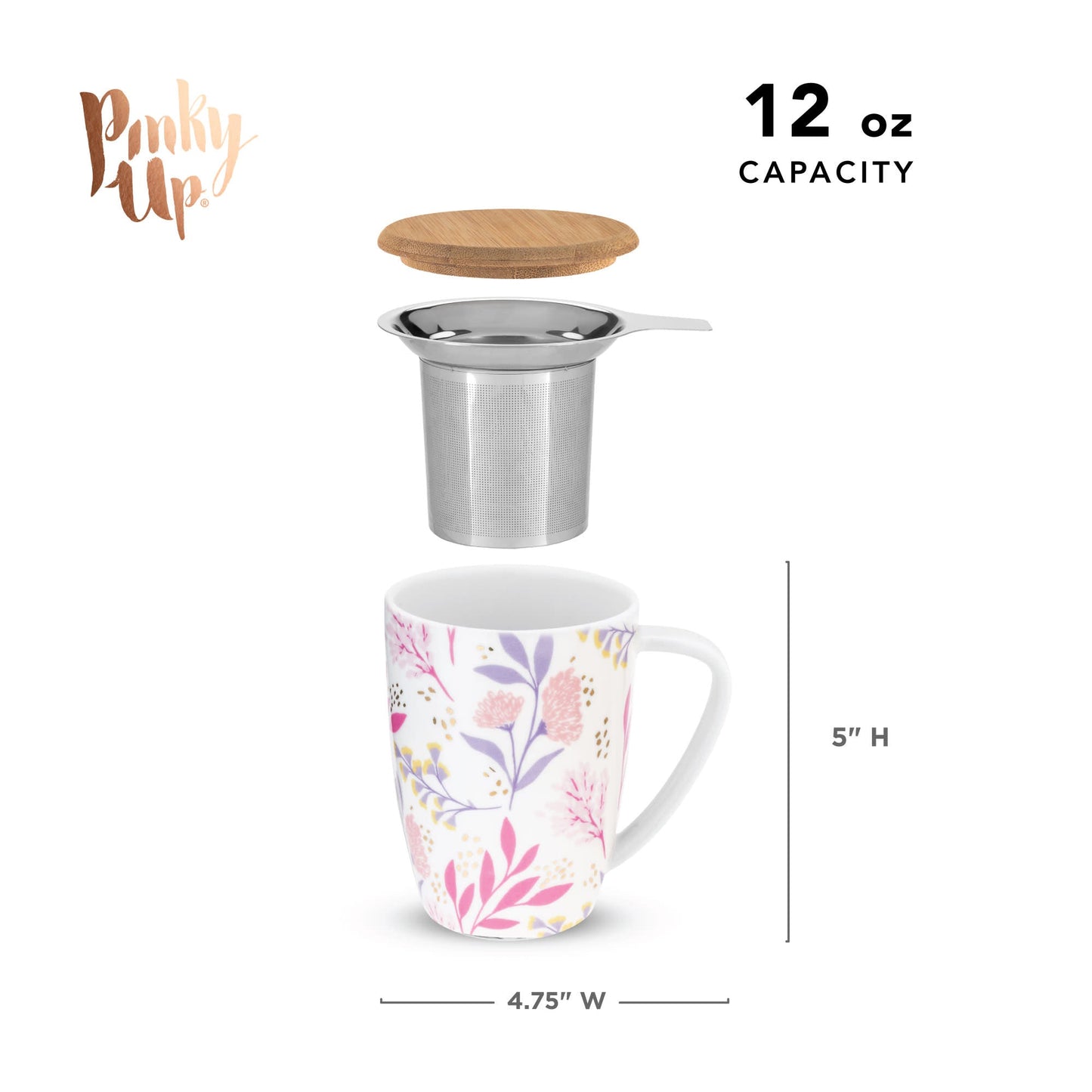 Bailey: Botanical Bliss Ceramic Tea Mug & Infuser - Wisdom of the Womb
