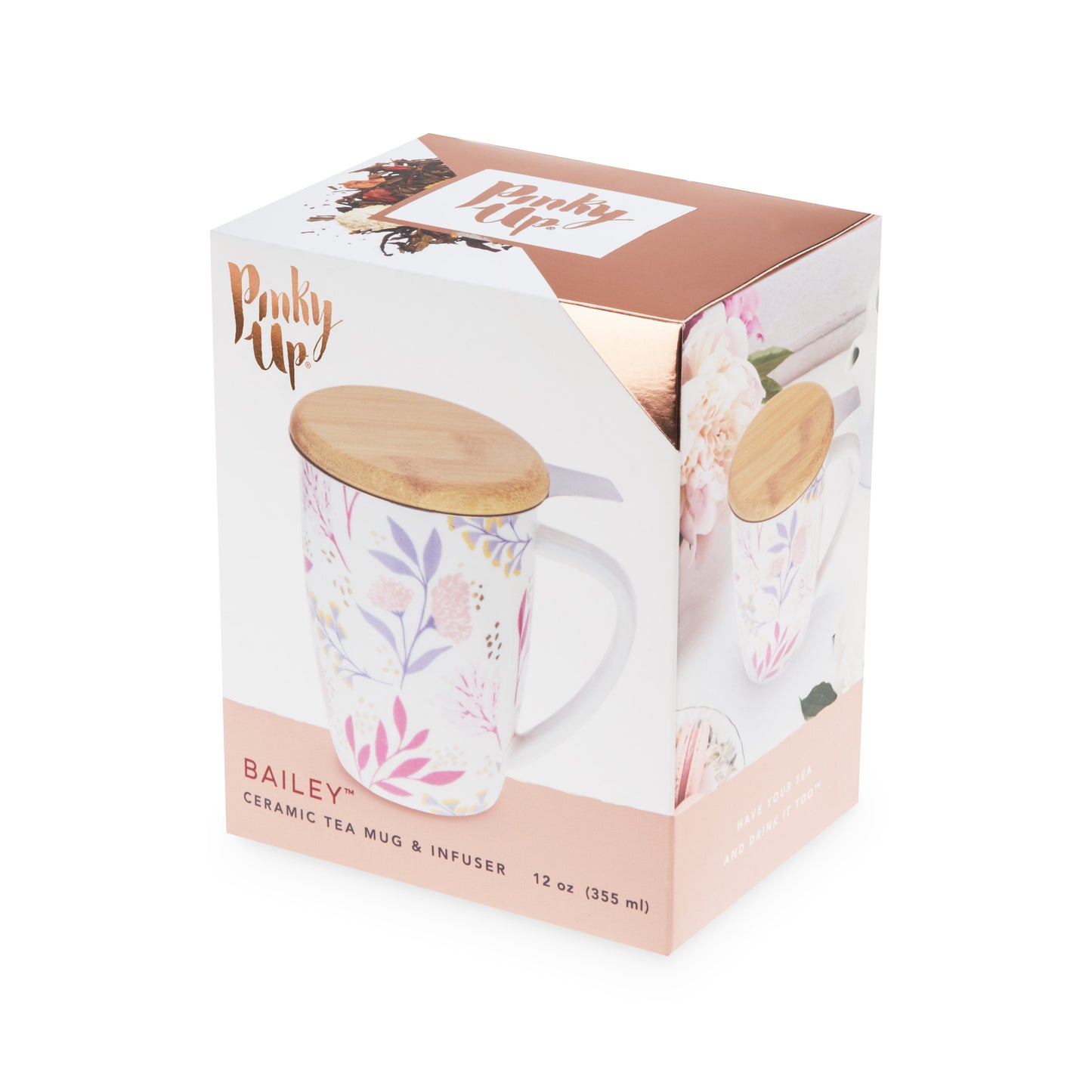 Bailey: Botanical Bliss Ceramic Tea Mug & Infuser - Wisdom of the Womb