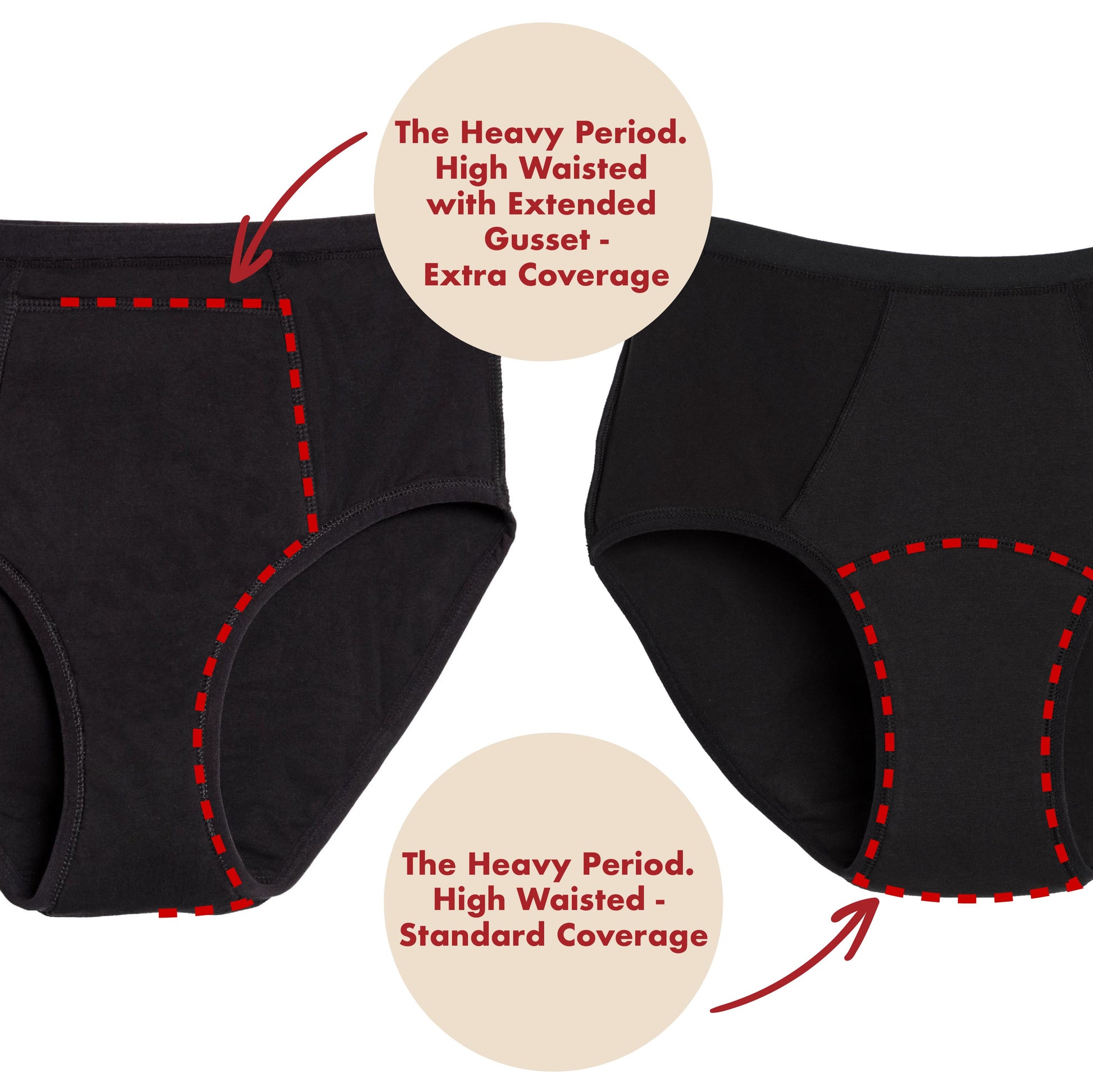 The Extra Coverage High Waisted Period. in Organic Cotton For Heavy Flows - Wisdom of the Womb
