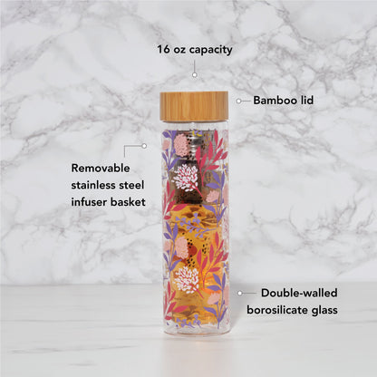 Blair: Botanical Bliss Glass Travel Infuser Mug